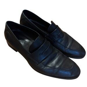 Ermenegildo Zegna Black Leather Penny Loafers Size 9